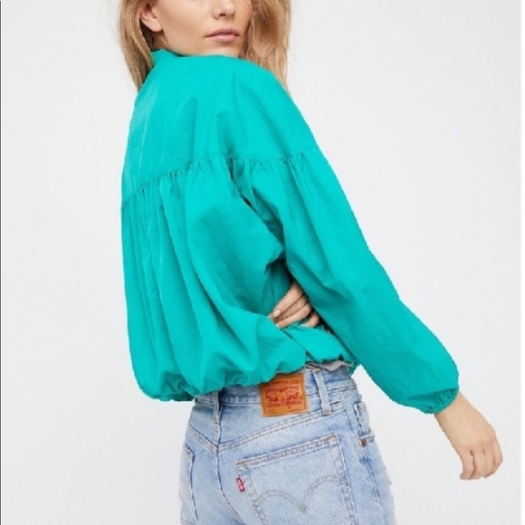 Free People Balloon Green Bomber Zip Up Jacket - Picture 2 of 8